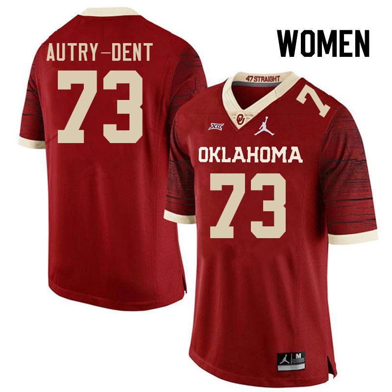 Women #73 Isaiah Autry-Dent Oklahoma Sooners College Football Jerseys Stitched-Retro